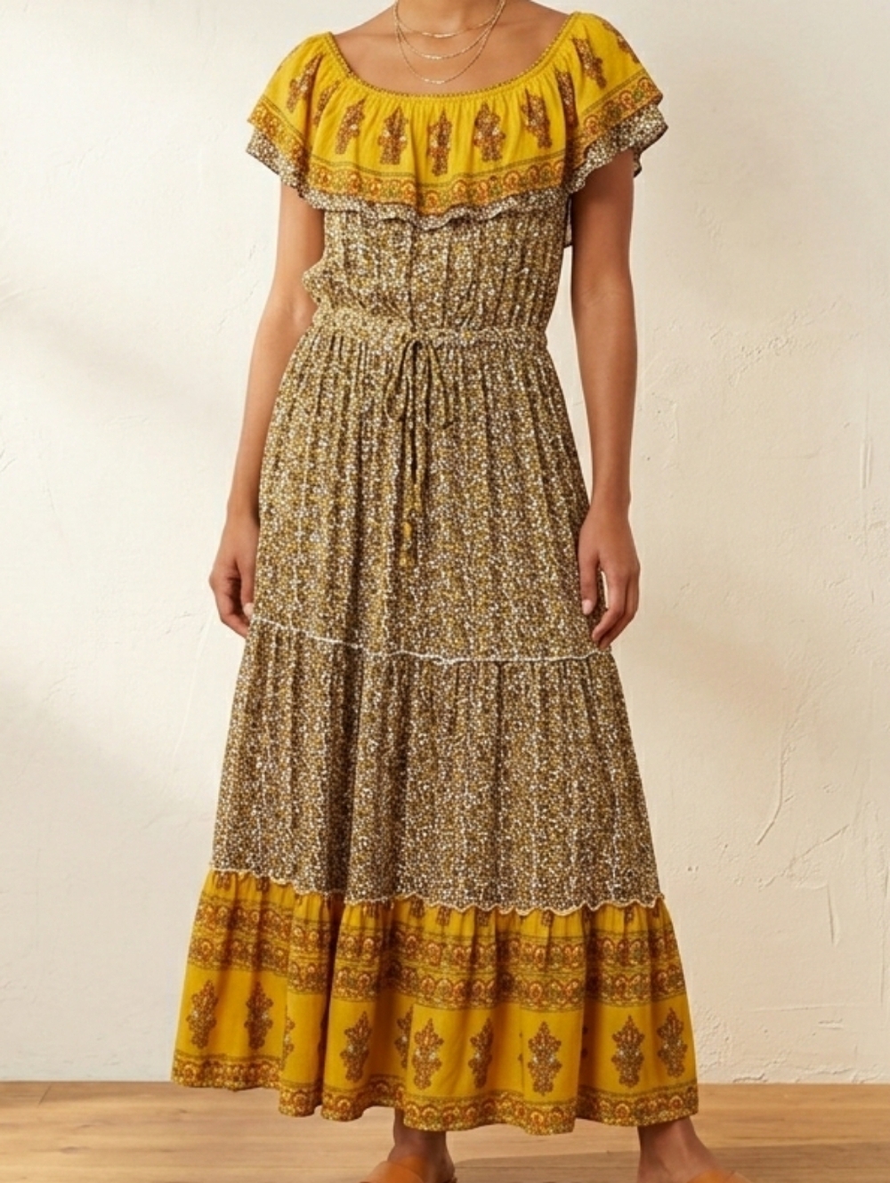 Chelsea Taylor Floral Off Sholder Maxi Bohemian Dress